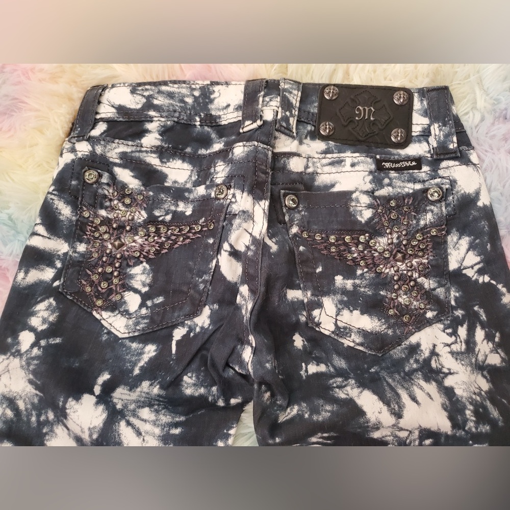 Miss Me Black and White Tie-Dye Jeans